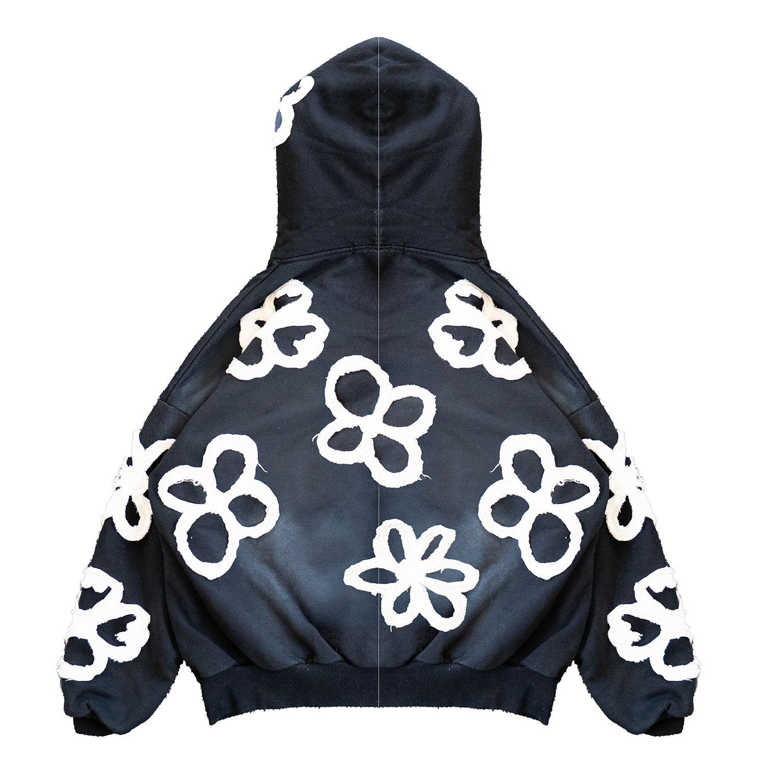 FLOWER APPLIQUE HOODIE (BLACK) – Watson Luxe