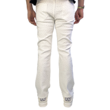 WHITE EMBELLISHED RHINESTONE CRYSTAL WATSON DENIM