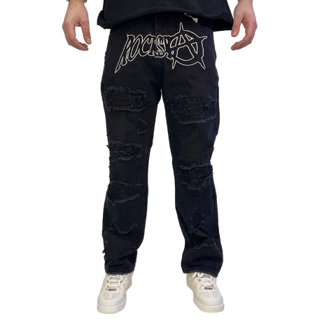 BLACK ROCKSTAR DISTRESSED WATSON DENIM