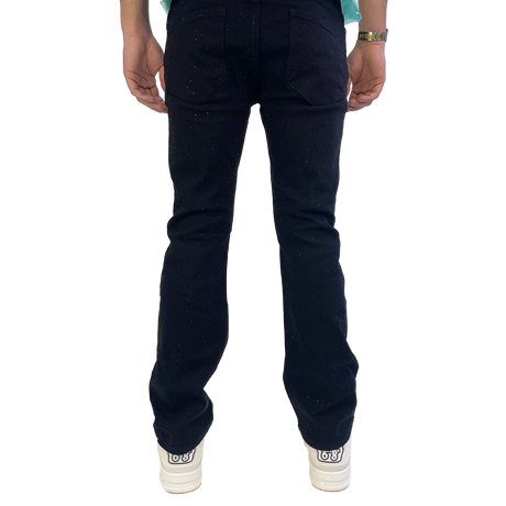 BLACK EMBELLISHED RHINESTONE CRYSTAL WATSON DENIM