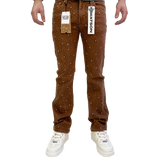 BROWN ALL OVER EMBELLISHED RHINESTONE CRYSTAL WATSON DENIM