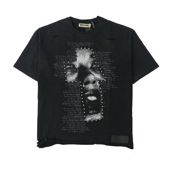 WATSON SPEAK IN TONGUES CROP BLACK TSHIRT