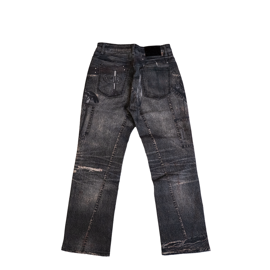 BAGGY BLACK CARPENTER ATTACHMENT WATSON DENIM PANTS