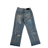 BAGGY BLUE SPRAY PAINT WATSON DENIM PANTS