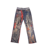BAGGY GREY/PINK DISTRESSED WATSON DENIM PANTS