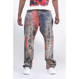 BAGGY GREY/PINK DISTRESSED WATSON DENIM PANTS