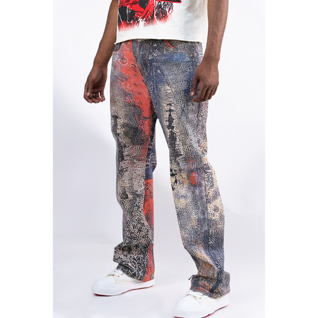 BAGGY GREY/PINK DISTRESSED WATSON DENIM PANTS