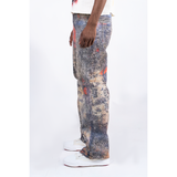 BAGGY GREY/PINK DISTRESSED WATSON DENIM PANTS