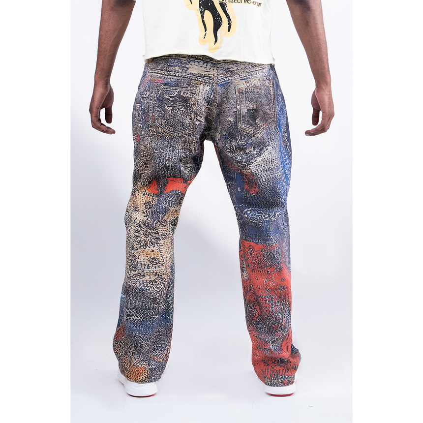 BAGGY GREY/PINK DISTRESSED WATSON DENIM PANTS