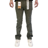 GREEN EMBELLISHED RHINESTONE CRYSTAL WATSON DENIM