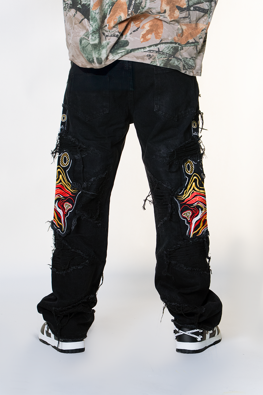 BLACK BAGGY DISTRESSED 52 WATSON DENIM