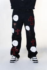 BLACK CLOUD & CROSSES PATCH WATSON DENIM