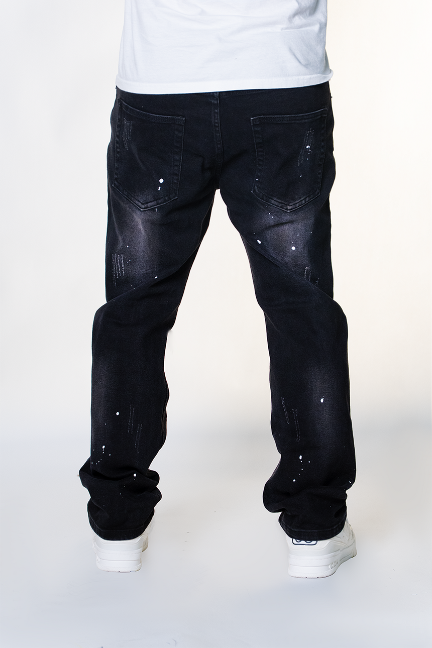 BLACK DISTRESSED MULTI RIP WATSON DENIM