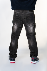BLACK EMBOSSED MURAL WATSON DENIM