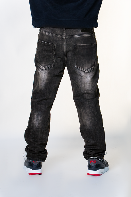 BLACK EMBOSSED MURAL WATSON DENIM