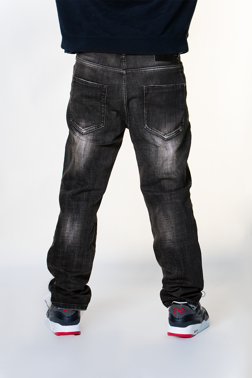 BLACK EMBOSSED MURAL WATSON DENIM
