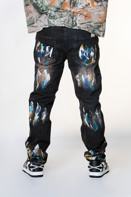 BLACK PAINT SPLATTER WATSON DENIM