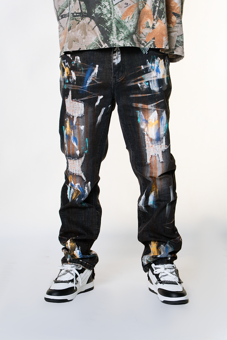 BLACK PAINT SPLATTER WATSON DENIM