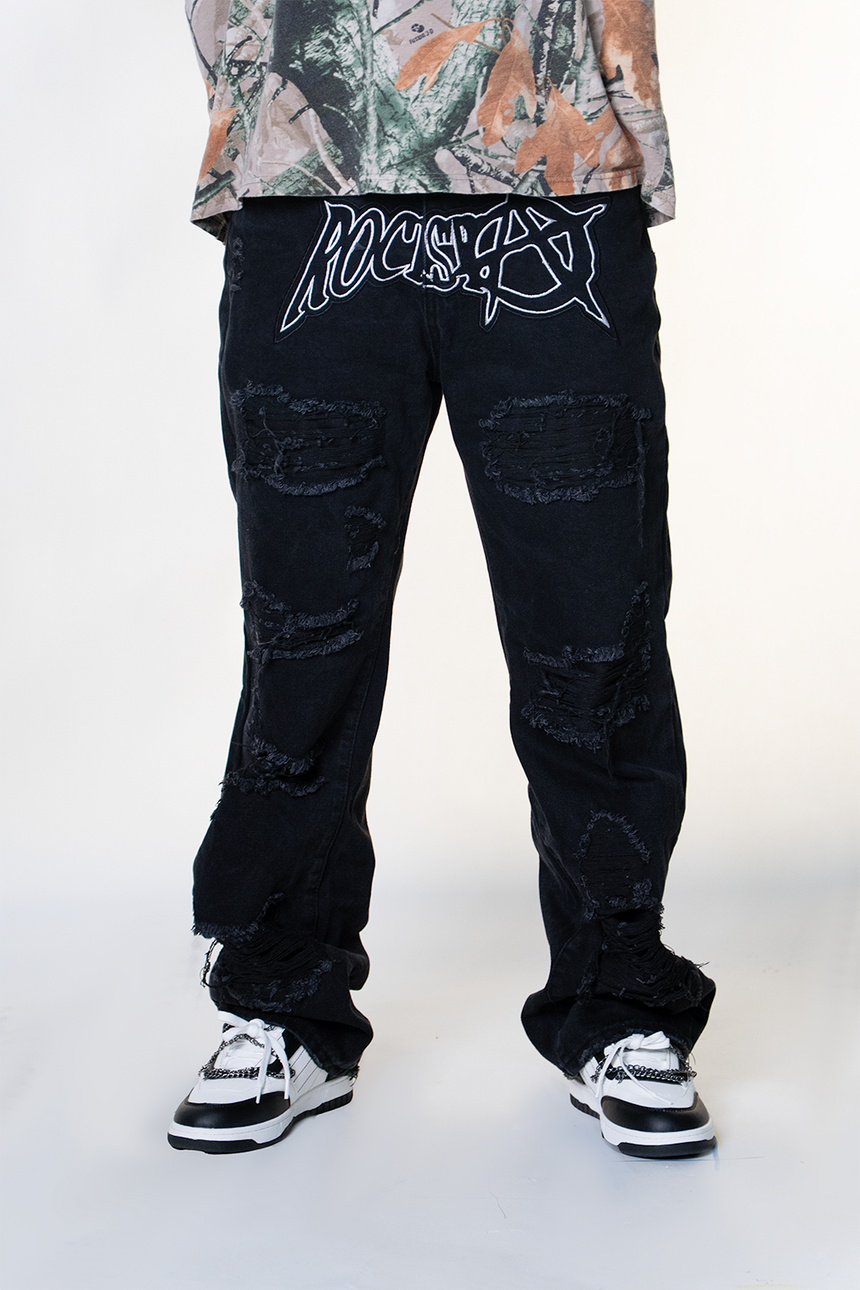 BLACK ROCKSTAR DISTRESSED WATSON DENIM