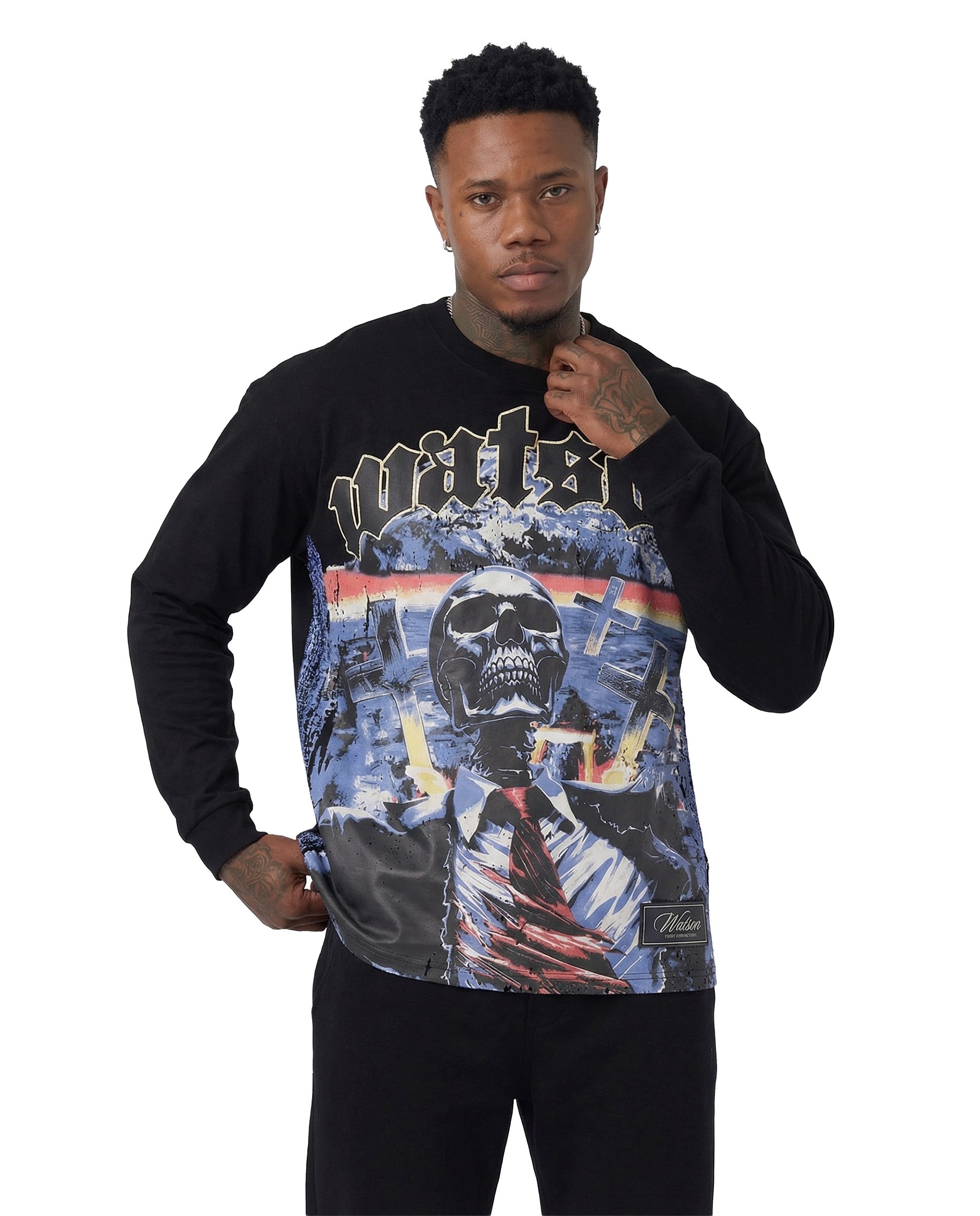 WATSON TAKEOVER LONGSLEEVE T-SHIRT (BLACK) – Watson Luxe