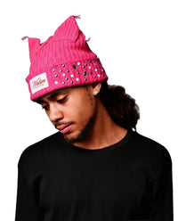 WATSON CAT EARS BEANIE HAT (ROSE RED)