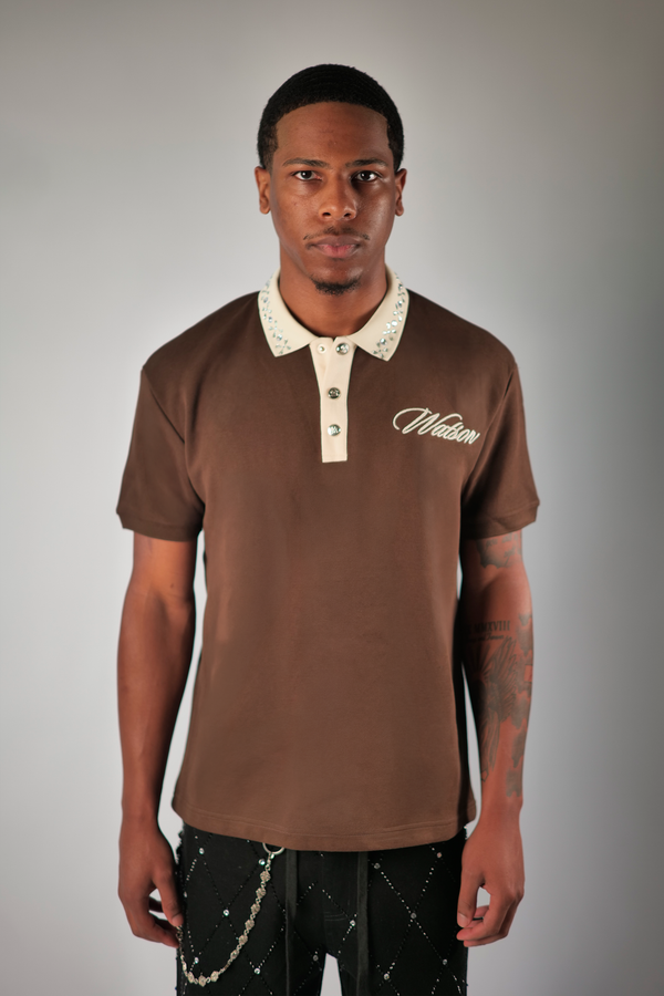 WATSON COLLAR EMBLELLISHED BLACK CHOCOLATE SHIRT