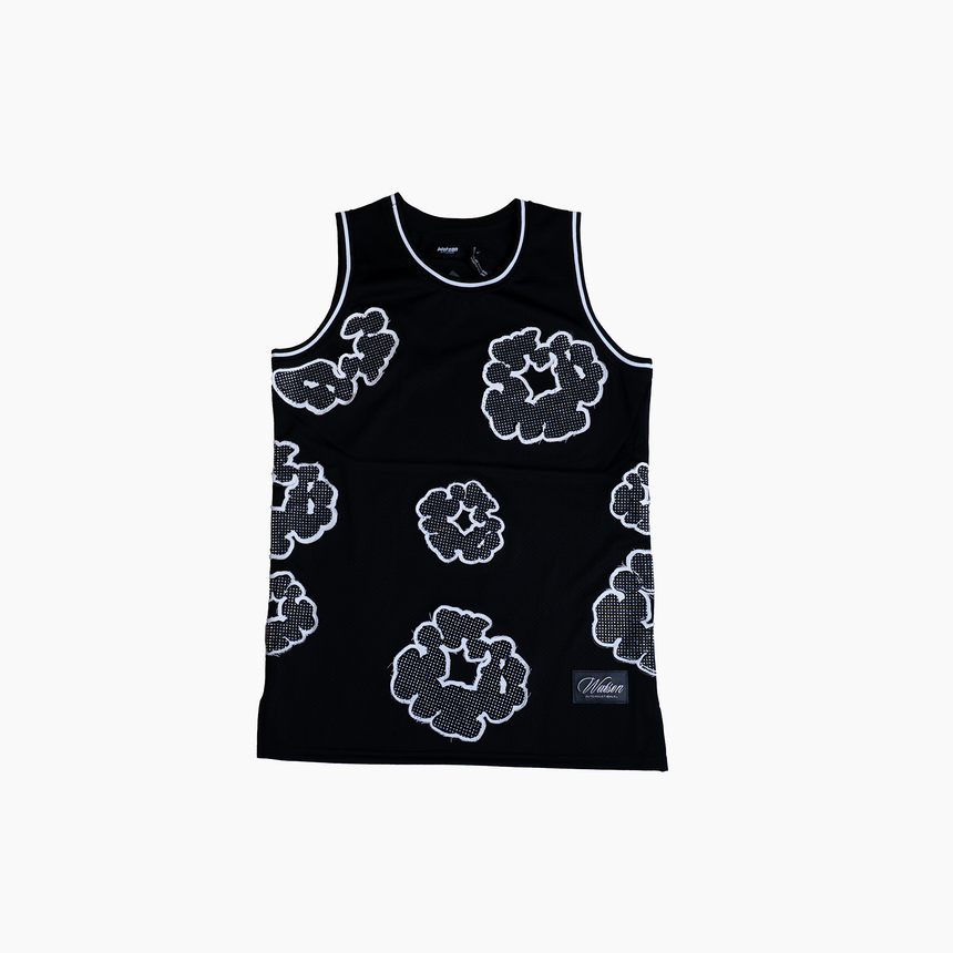 WATSON COTTON WREATH RHINESTONE BASKETBALL JERSEY (BLACK)