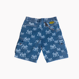 WATSON WORLD LASER ENGRAVED DENIM WORK SHORTS (BLUE)