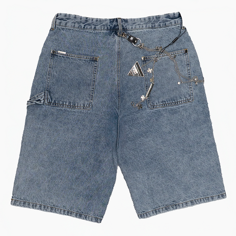 WATSON FLORAL LIGHT WASH DENIM CARPENTER SHORTS