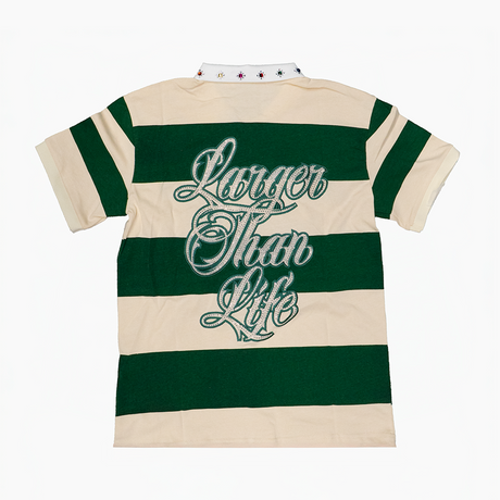 WATSON SHORT SLEEVE RUGBY POLO (CREAM/GREEN)