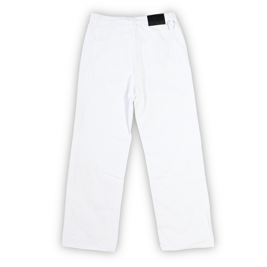 WATSON DENIM PANTS WITH BLACK PEARLS (WHITE)