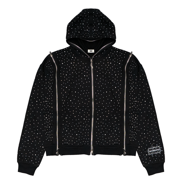 CRYSTAL TRIPLE ZIP HOODIE (BLACK)