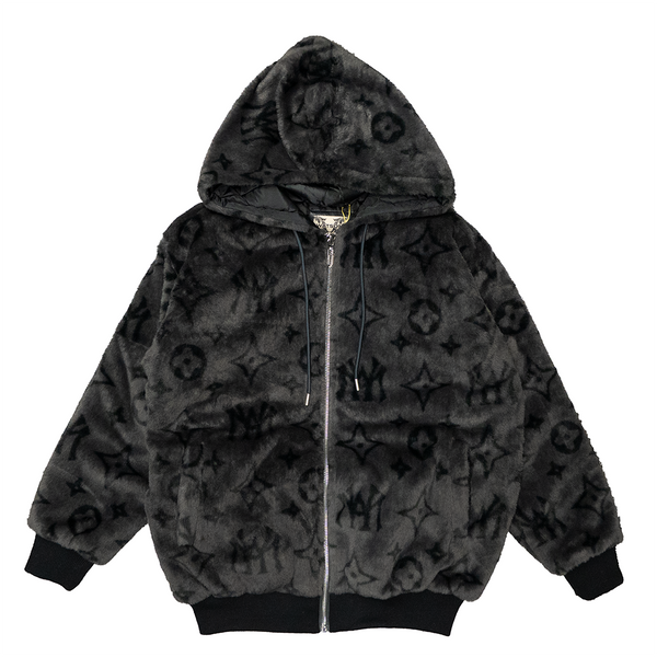 MINK HOODED JACKET (CHARCOAL)