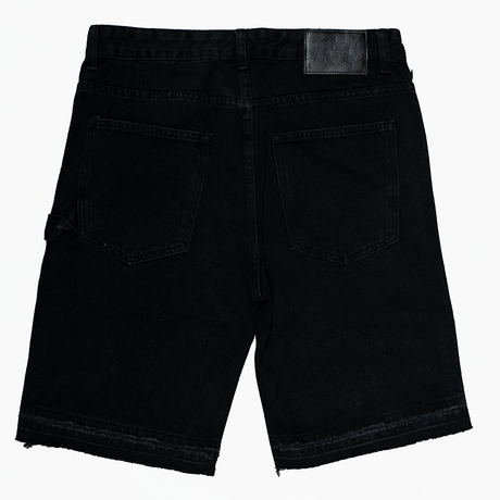 WATSON LEATHER APPLIQUE CROSS PATCH SHORTS (BLACK)