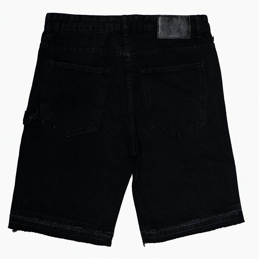WATSON LEATHER APPLIQUE CROSS PATCH SHORTS (BLACK)