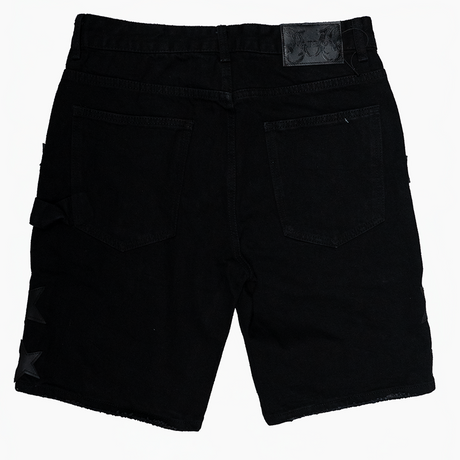 WATSON LEATHER APPLIQUE PATCH SHORTS (BLACK)