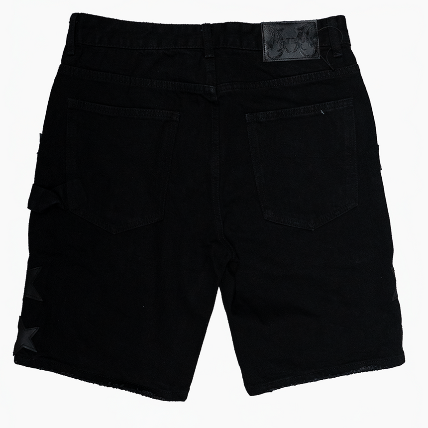 WATSON LEATHER APPLIQUE PATCH SHORTS (BLACK)