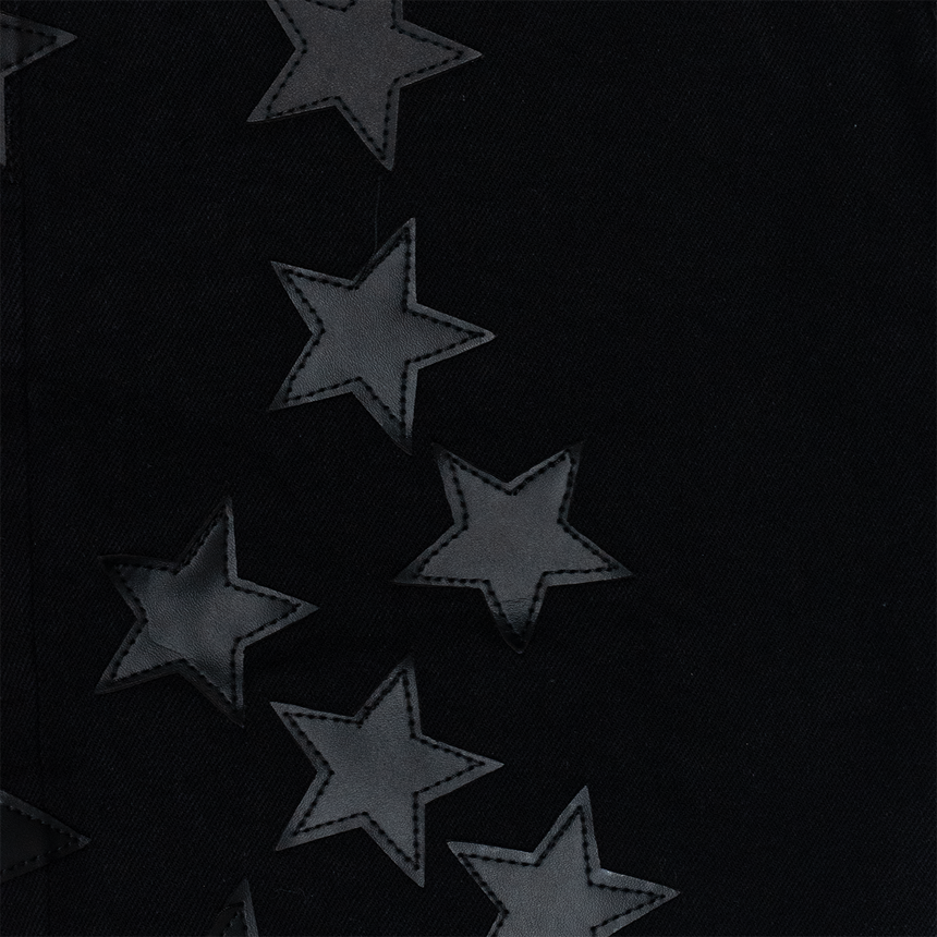 WATSON LEATHER APPLIQUE PATCH SHORTS (BLACK)