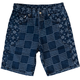 WATSON MONOGRAM MULTI PATTERN LIGHT WASH SHORTS (BLUE)