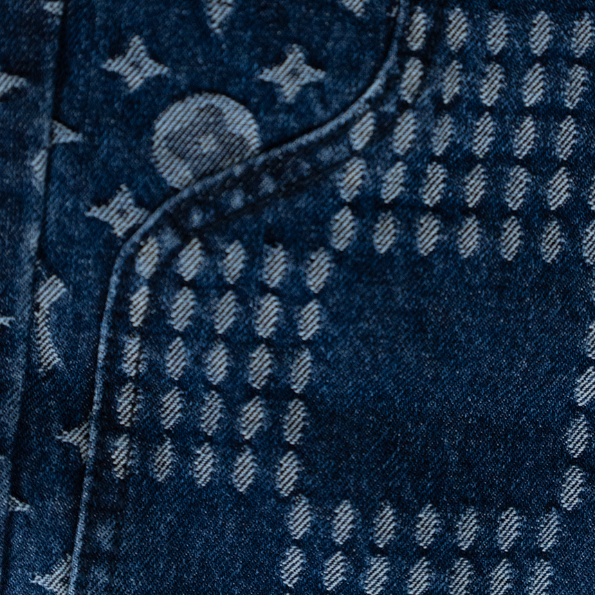 WATSON MONOGRAM MULTI PATTERN LIGHT WASH SHORTS (BLUE)