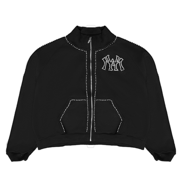 PEARL LINED SWEAT SUIT JACKET (BLACK)
