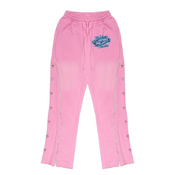 SERENITY ZIP FLARE SWEATPANTS (PINK)