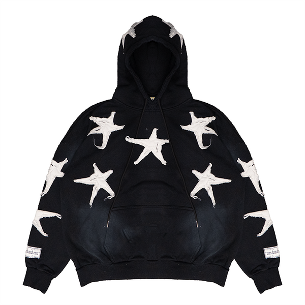 STAR APPLIQUE HOODIE (BLACK)