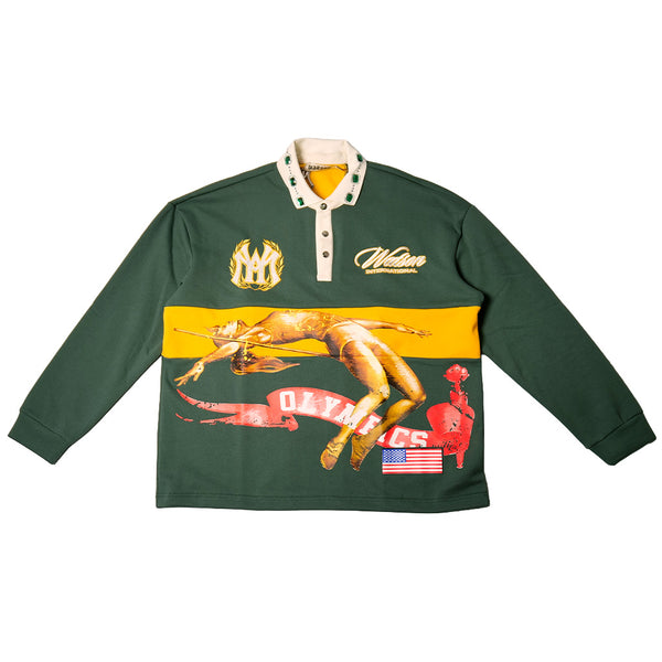 WATSON OLYMPICS LONGSLEEVE RUGBY POLO (GREEN)
