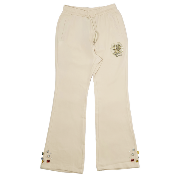 WATSON CASINO EMBELLISHED CANNOLI CREAM PANTS
