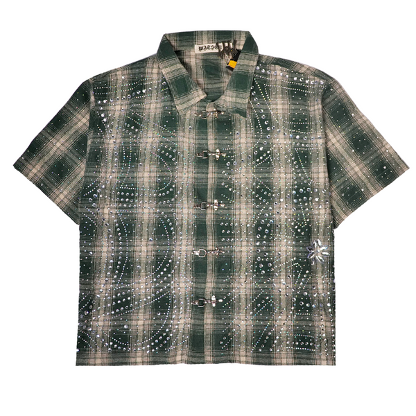 WATSON SPIDER WEB GREEN SHORT SLEEVE FLANNEL SHIRT