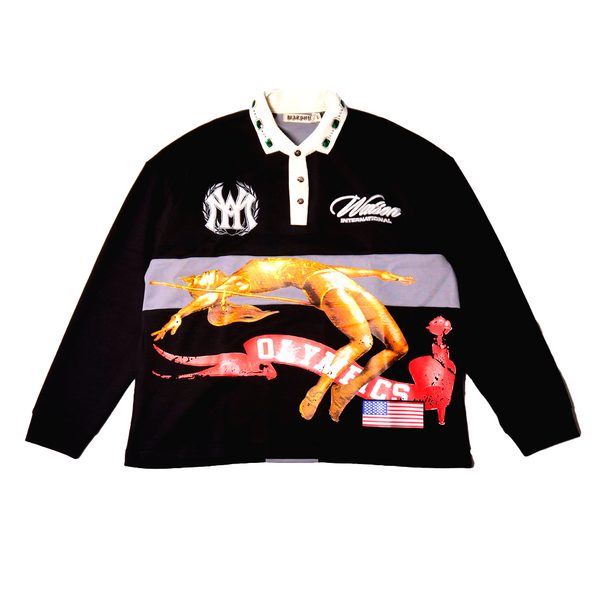 WATSON OLYMPICS LEAP LONGSLEEVE RUGBY POLO (BLACK)