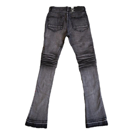 BLACK BLEACH STACKED DENIM - Allstarelite.com
