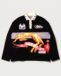 WATSON OLYMPICS LEAP LONGSLEEVE RUGBY POLO (BLACK)