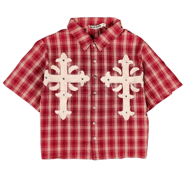 WATSON HAVE FAITH BURNT RED SHORT SLEEVE FLANNEL SHIRT